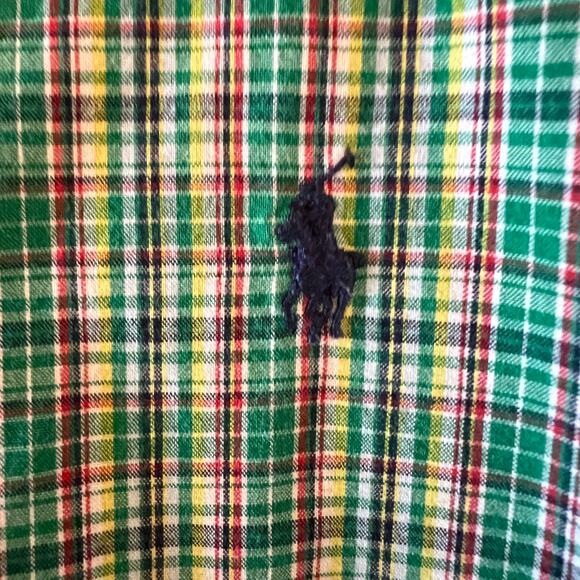 Ralph Lauren Green Plaid Button Down Shirt Boys size 7 Long Sleeve Preppy Dressy - Picture 4 of 11